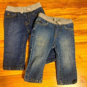The Children’s Place Baby Boys Pull On Straight Jeans 6-9 Months Dark Blue 2 pcs